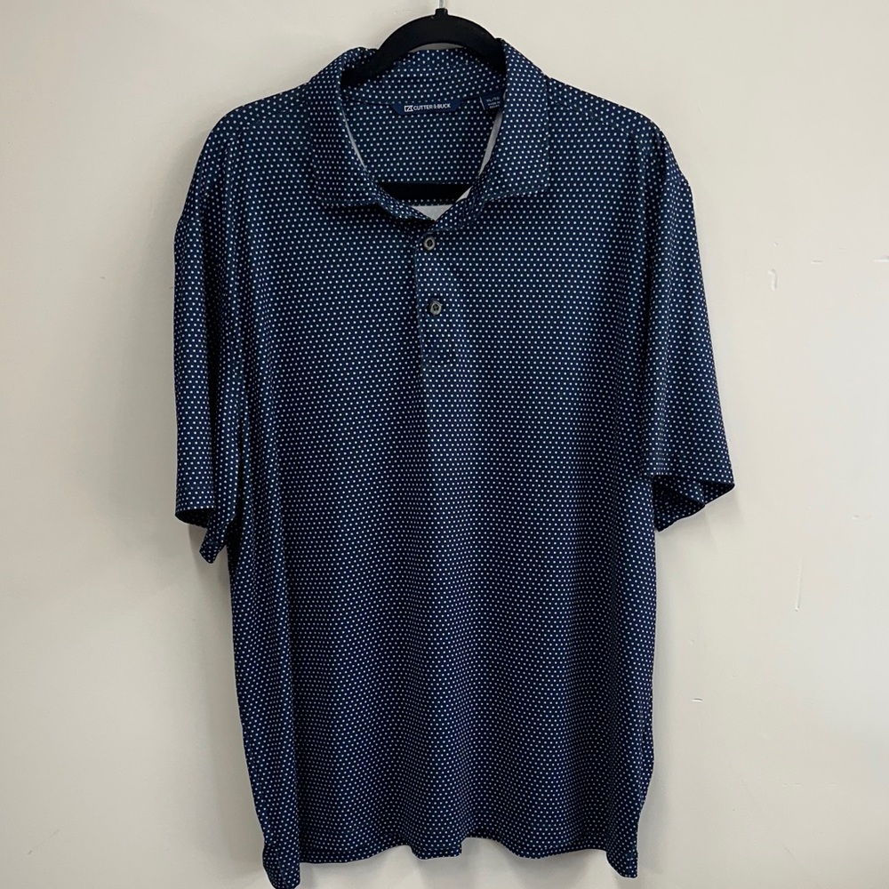 Cutter & Buck Navy Patterned Polo Shirt XL